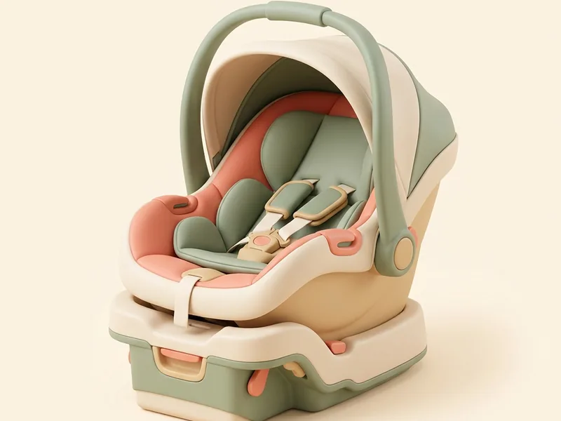 Infant Car Seat + Base — A bucket seat that clicks into and out of a base